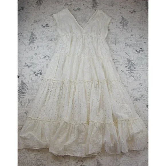 Anthropologie White Eyelet Maxi Dress - Picture 3 of 16